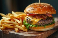 Double pounder burger with cheese food hamburger condiment.