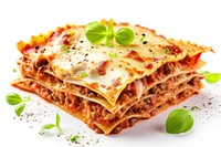 Lasagna pasta food white background.