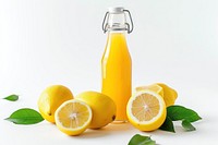 Lemon juice bottle fruit drink.