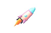 Rocket pixel rocket white background pixelated.