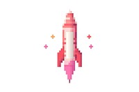 Rocket pixel rocket white background spacecraft.