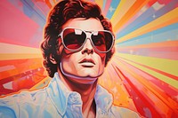 A man portrait art sunglasses painting.