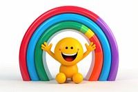Happy arch rainbow character with jumping legs cute toy white background.