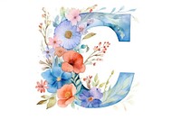 Floral inside Alphabet C flower text number.