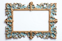 Ancient pale blue pattern rectangle frame white background.