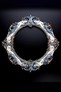 Blue black moon ceramic oval design Renaissance frame vintage jewelry photo accessories.