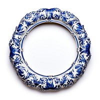 Blue ceramic circle Renaissance frame vintage porcelain jewelry food.