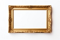 Gold frame vintage rectangle photo white background.