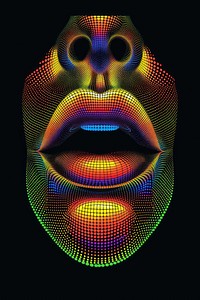 Mouth abstract pattern neon.