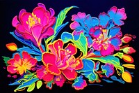 Black light oil painting of floral purple pattern yellow.