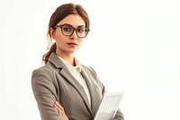 Business woman with glasses manager portrait office adult.