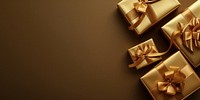 Christmas presents with gold ribbon on a solid background backgrounds gift celebration.