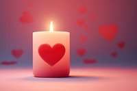 Candle in hearts shape red illuminated celebration.
