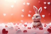Rabbit and hearts mammal cute red.