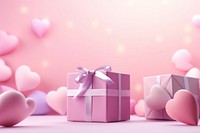 Valentine gift pink box pink background.