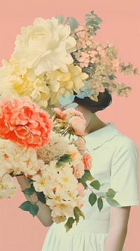 Girl with a bouquet of flowers art adult bride.