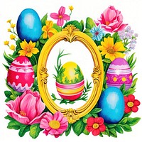 Easter eggs in garden printable sticker celebration creativity decoration.