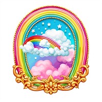 Rainbow over the cloud printable sticker pattern creativity cartoon.