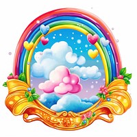Rainbow over the cloud printable sticker celebration creativity happiness.