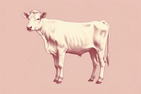 Litograph minimal cow livestock mammal animal.