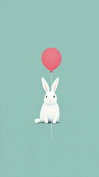 Litograph minimal rabbit and easter egg balloon animal mammal.
