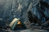 Photo of a tent at a cliff outdoors camping nature.