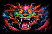 Chinese dragon art black background representation.