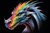Dragon animal black background representation.