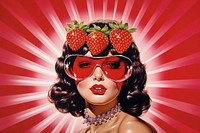 A strawberry portrait fruit adult.