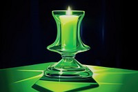 Lime green retro glass candlestick holder light illuminated refreshment.