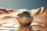 3d illustration in surreal abstract style of earth outdoors sphere reflection.
