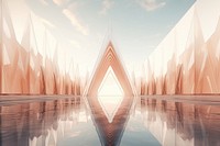 3d illustration in surreal abstract style of church backgrounds outdoors architecture.