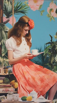 Tea painting portrait fruit.