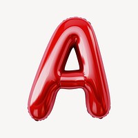 Red letter A balloon text red.