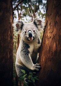 A koala on the tree in the middle of the forest animal wildlife mammal.