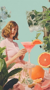 Cocktail grapefruit portrait adult.