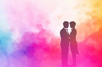 Gay wedding gradient background silhouette romantic kissing.