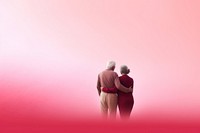 Old couple gradient background adult love pink.