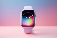 Smartwatch gradient background clock pink technology.