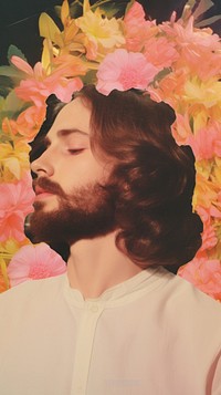 Jesus christ portrait flower beard.