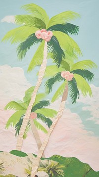 Palm tree painting outdoors plant.