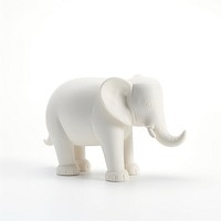 White elephant trunk up ceramic figurine wildlife animal mammal.