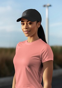 Woman in pink t-shirt