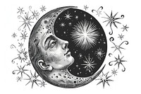 Moon phase drawing sketch illustrated.