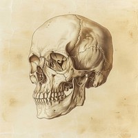 Drawing of human skull sketch art anthropology.