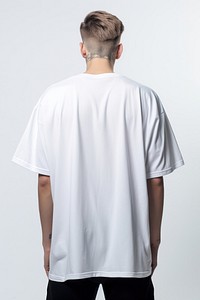 An oversized white t-shirt fashion sleeve white background.