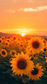 Sunset sky sunflower landscape outdoors.