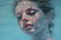 Close up on pale Underwater painting underwater portrait.