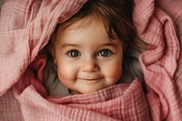 Baby girl portrait blanket photo.