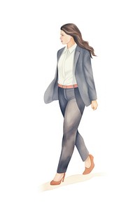 Business woman walking adult white background hairstyle.